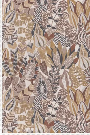 Papier peint Jardin Alfabia acajou taupe - Palmadora de Casamance Réf. CAS-76691630 Prix Cassé
