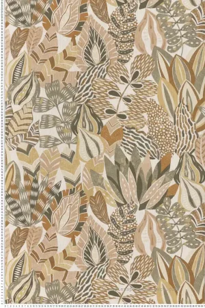 Papier peint Jardin Alfabia kaki vanille - Palmadora de Casamance Réf. CAS-76691324 Certifié