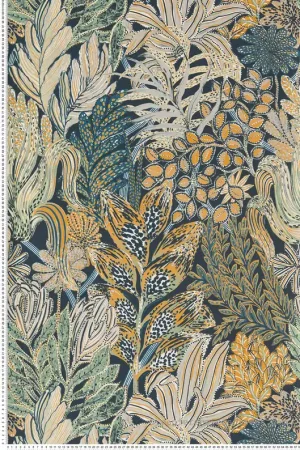 Vente Flash Papier peint Jungle Borromée Marine Ocre - Jardin Félicia de Casamance Réf. CAS-A74320324