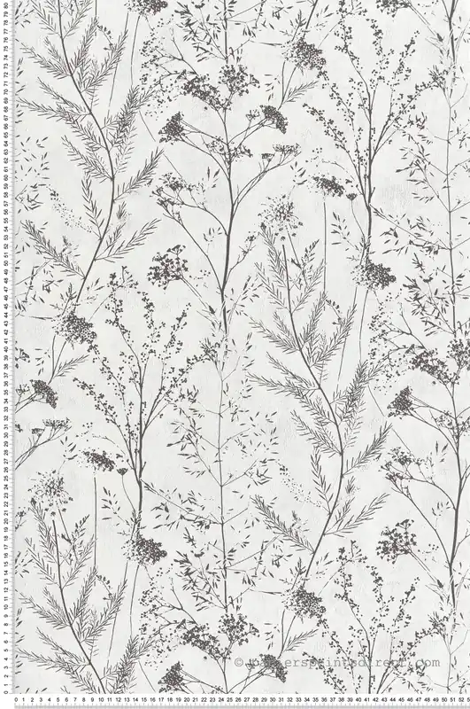 Usine Directe Papier peint Floral Prairie noir et blanc - Sentier des Dunes de Casadéco Réf. SENT200959310