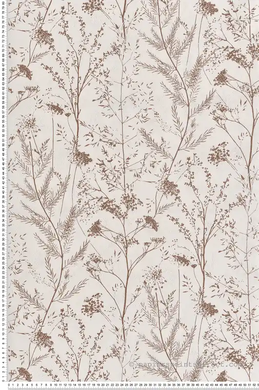 Haute Qualité Papier peint Floral Prairie marron métallisé - Sentier des Dunes de Casadéco Réf. SENT200952844