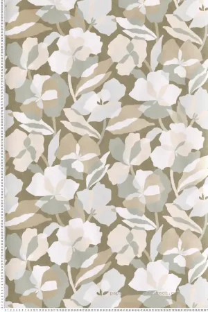 Commande En Gros Papier peint Fleur Design Amaryllis vert sauge nacré - Jardin Félicia de Casamance Réf. CAS-76580712