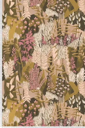 Commander Vite Papier peint Jardin Fleuri Erica vert mousse blush - Jardin Félicia de Casamance Réf. CAS-76570202