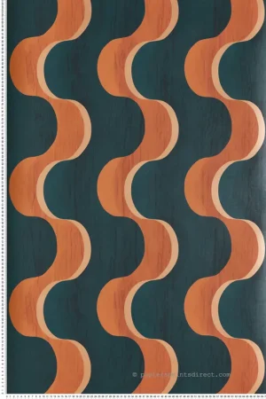 Seulement Aujourd'hui Papier peint Vague Graphique Flow orange métallisé - Rhapsody de Masureel Réf. MAS-RHA105