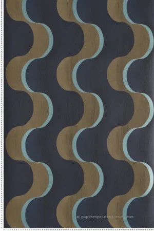 Papier peint Vague Graphique Flow bleu marine métallisé - Rhapsody de Masureel Réf. MAS-RHA103 Solde