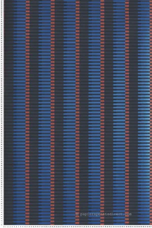 Haute Qualité Papier peint Trait Géométrique Jules bleu métallisé - Folies de Masureel Réf. MAS-FOL402