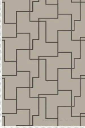 Haute Qualité Papier peint Trait Graphique Christo taupe argenté - Folies de Masureel Réf. MAS-FOL203