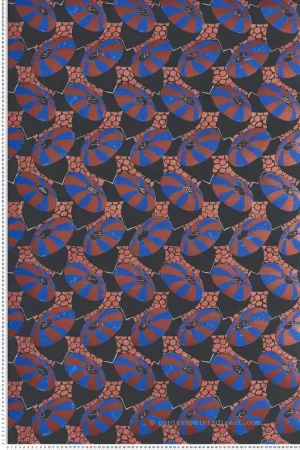 Papier peint Soucoupe Cecilia bleu terracotta métallisé - Folies de Masureel Réf. MAS-FOL002 Promotion