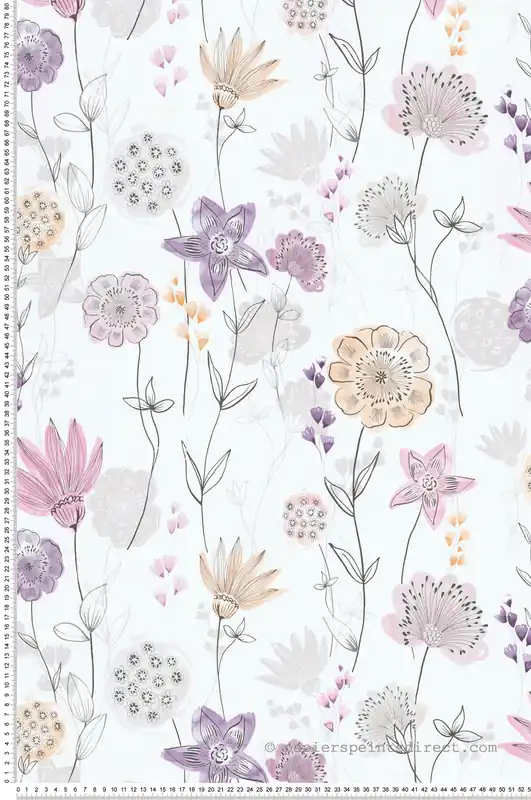 Affaire À Saisir Papier peint Fleur Délicate Lavinia violet rose - Les Aventures de Lutèce Réf. LTC-36241013