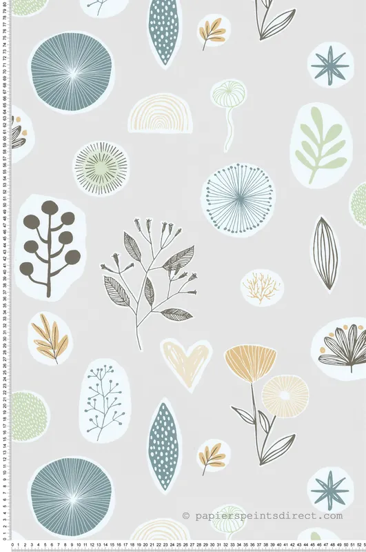 Achat Immédiat Papier peint Végétaux Cœur Louise ocre gris - Les Aventures de Lutèce Réf. LTC-36240807