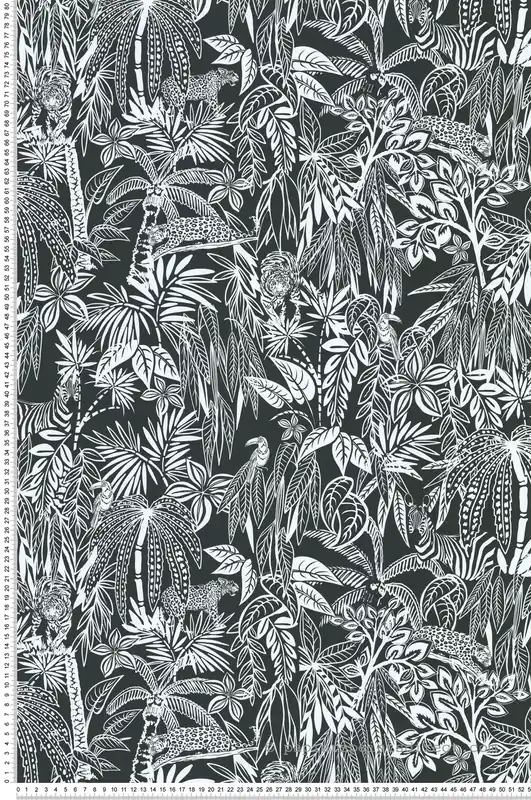 Certifié Papier peint Safari Tigre Gravure noir blanc - Les Aventures de Lutèce Réf. LTC-36240509