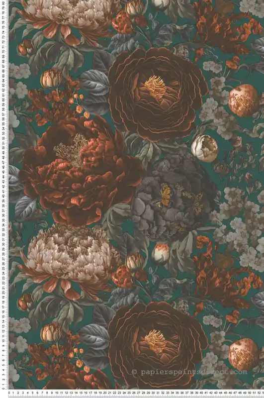 Expédition Rapide Papier peint Fleur Vintage Papillon vert sapin orange - Metropolis Michalsky 6 de Livingwalls Réf. AS-399793