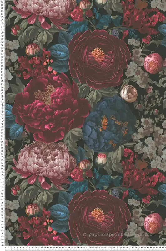 Top Vente Papier peint Fleur Vintage Papillon bordeaux rose - Metropolis Michalsky 6 de Livingwalls Réf. AS-399791