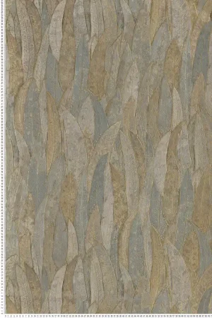 Haute Qualité Papier peint Feuille Cinerea vert de gris doré - Nature Précieuse de Casamance Réf. CAS-76533364