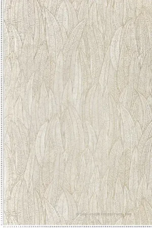 Dernière Chance Papier peint Feuille Cinerea ivoire doré - Nature Précieuse de Casamance Réf. CAS-76533262