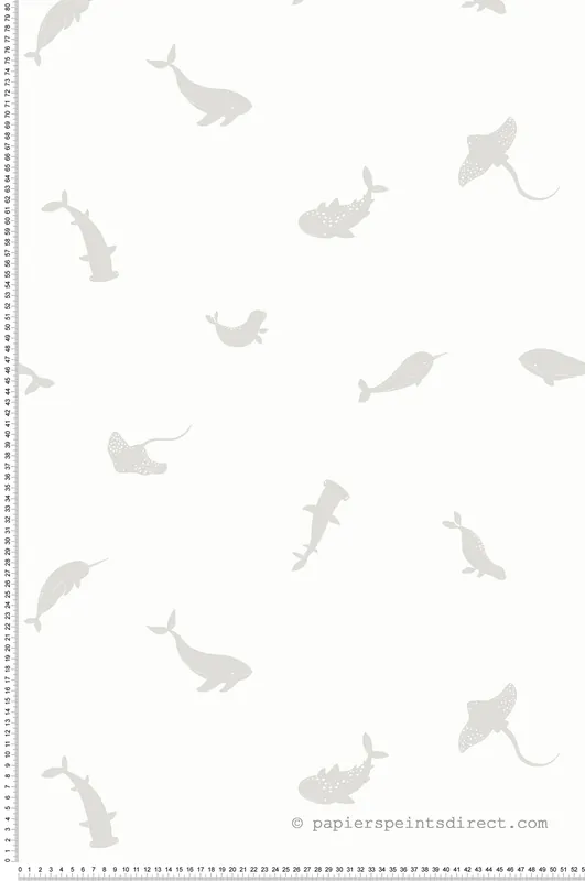 Acheter Direct Papier peint Animaux Aquatiques Poetic Sea gris baleine - Once Upon A Time 2 de Casadéco Réf. OUTD200809229