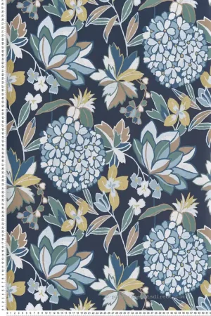 Top Vente Papier peint Floral Valdivian bleu marine - Harmony de Lutèce Réf. LTC-FD27228