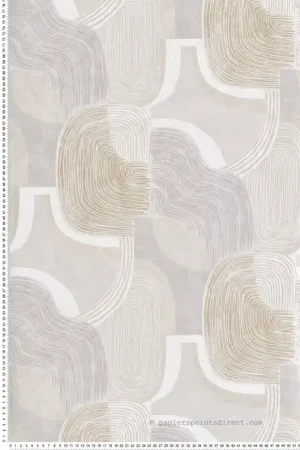 Affaire À Saisir Papier peint Arrondi Graphique Hollace gris écru métallisé - Harmony de Lutèce Réf. LTC-FD27129