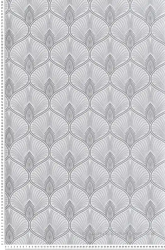 Jusqu'à Épuisement Des Stocks Papier peint Art Déco Diamant noir blanc argenté - Othello de Masureel Réf. MAS-OTH207