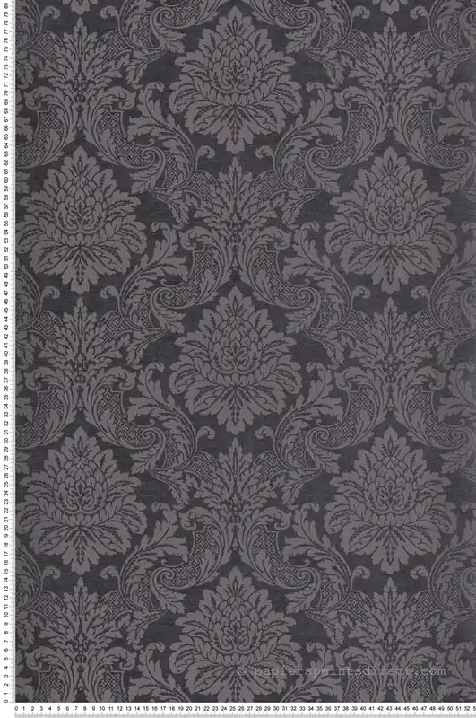 Meilleure Vente Papier peint Médaillon Baroque ardoise taupe - Othello de Masureel Réf. MAS-OTH004
