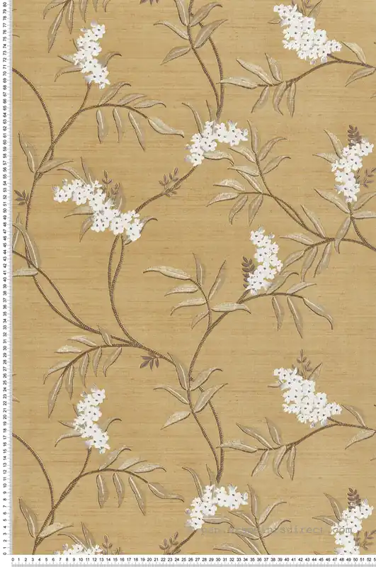 Papier peint Fleuri Vintage curry doré - Opera de Montecolino Réf. MC-OP33307 Offre Limitée