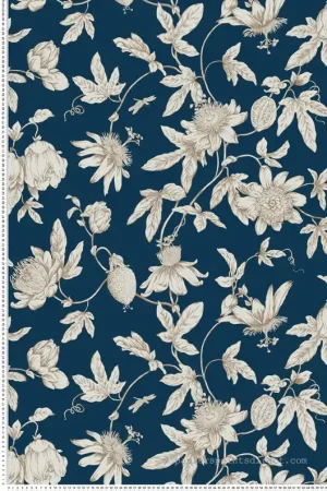Petit Prix Papier peint Fleurs Classique Passion bleu pétrole - Toiles de York (Initiales) Réf. INI-RT7856