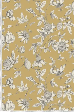 Achetez Aujourd'hui Papier peint Fleurs Classique Passion jaune moutarde - Toiles de York (Initiales) Réf. INI-RT7855