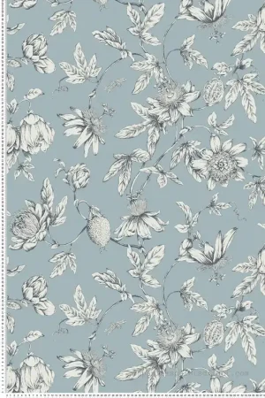 Papier peint Fleurs Classique Passion bleu brume - Toiles de York (Initiales) Réf. INI-RT7853 Offre Exclusive