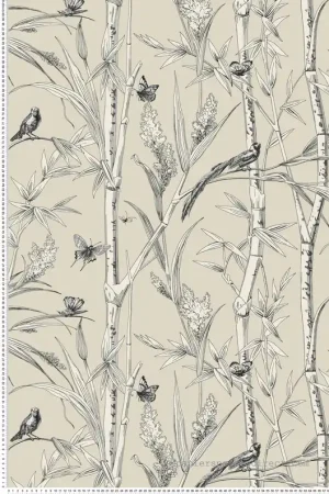 Expédié Aujourd'hui Papier peint Bambou Papillon blanc beige mascarpone - Toiles de York (Initiales) Réf. INI-RT7832