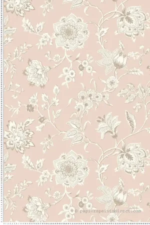 Papier peint Fleurs Cachemire Sutton rose poudré - Toiles de York (Initiales) Réf. INI-RT7825 Acheter Direct