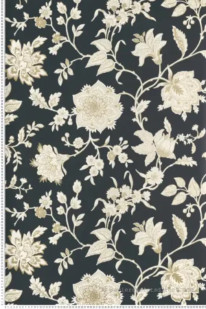 Papier peint Fleurs Cachemire Sutton noir doré - Toiles de York (Initiales) Réf. INI-RT7824 Dernière Chance