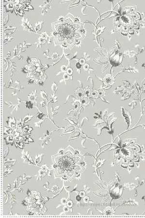Prix Bas Papier peint Fleurs Cachemire Sutton gris - Toiles de York (Initiales) Réf. INI-RT7823