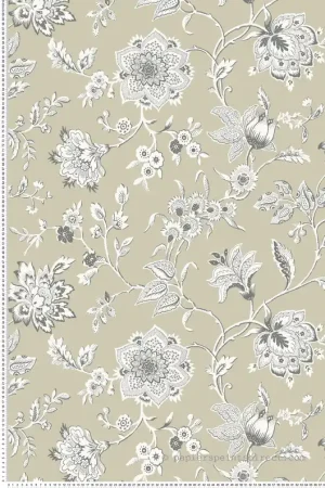 Papier peint Fleurs Cachemire Sutton grège - Toiles de York (Initiales) Réf. INI-RT7822 Expédié Aujourd'hui