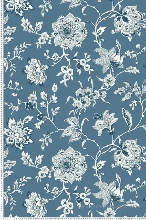 Quantité Limitée Papier peint Fleurs Cachemire Sutton bleu navy - Toiles de York (Initiales) Réf. INI-RT7821