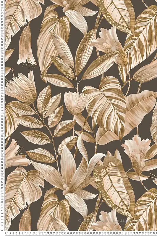 Usine Directe Papier peint Feuillage Jungle brun saumon - Maya de Montecolino Réf. MC-BZ3108