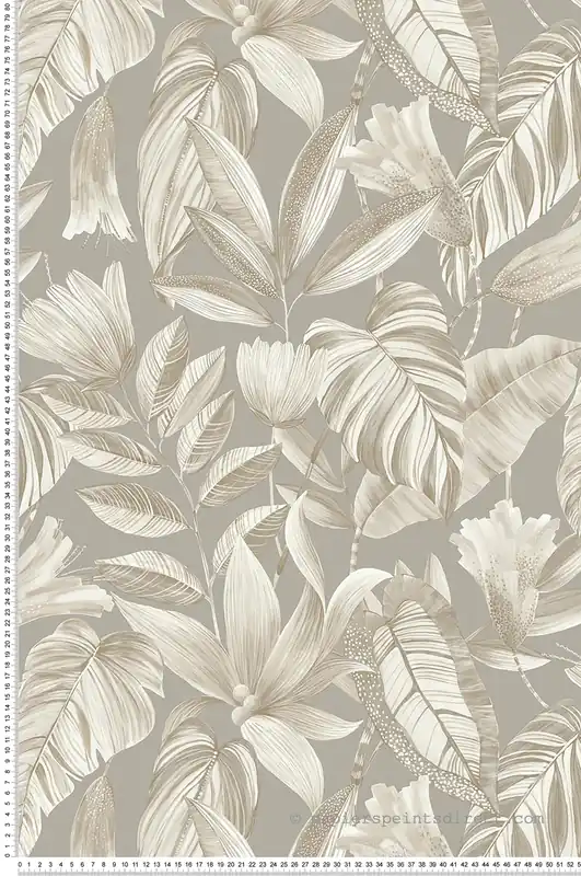 Seulement Aujourd'hui Papier peint Feuillage Jungle gris - Maya de Montecolino Réf. MC-BZ3103