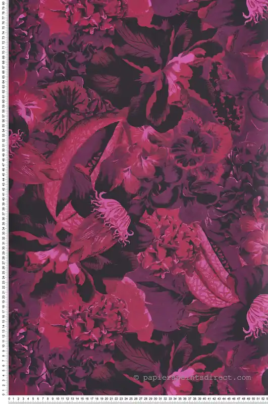 Prix Choc Papier peint Fleur Extravagante Frida rose bordeaux - Havana de Masureel Réf. MAS-HAV903