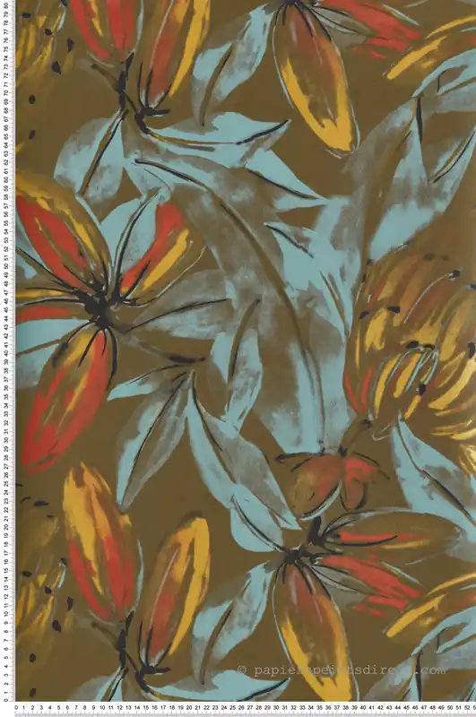 Commander Vite Papier peint Fruit Exotique Constanza jaune bleu métallisé - Havana de Masureel Réf. MAS-HAV101