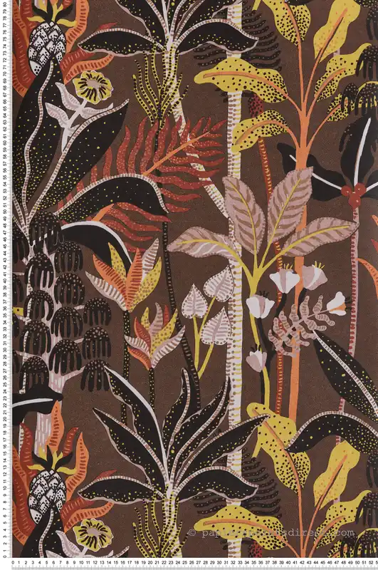 Quantité Limitée Papier peint Jungle Tropicale José marron jaune - Havana de Masureel Réf. MAS-HAV001