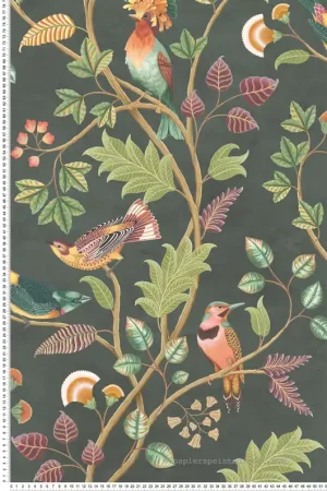 Papier peint Oiseaux Mayani vert sombre - Byzance d‘Osborne & Little Réf. OSB-W7902-02 Petit Prix