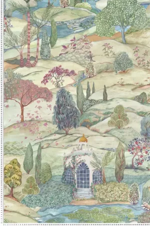 Papier peint Jardin Indien Lodhi vert - Byzance d‘Osborne & Little Réf. OSB-W7900-01 Bon Plan