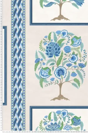 Jusqu'à Épuisement Des Stocks Papier peint Cadre de Fleurs Taniska bleu - Byzance d‘Osborne & Little Réf. OSB-W7906-03