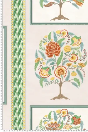 Papier peint Cadre de Fleurs Taniska turquoise jaune - Byzance d‘Osborne & Little Réf. OSB-W7906-02 Must-Have