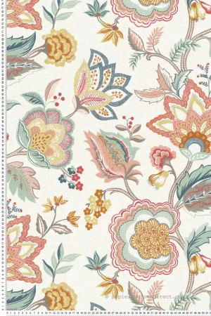 Papier peint Fleur Cachemire Samode multicolore beige - Byzance d‘Osborne & Little Réf. OSB-W7905-01 Livraison Express