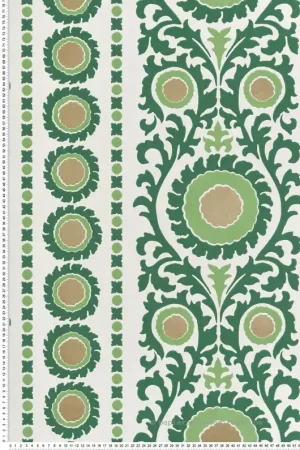Papier peint Médaillon Baroque Samrina vert doré - Byzance d‘Osborne & Little Réf. OSB-W7904-04 Usine Directe