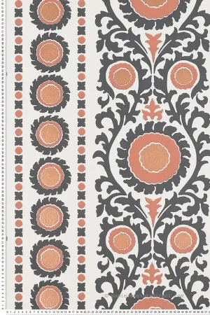 Petit Prix Papier peint Médaillon Baroque Samrina terracotta cuivré - Byzance d‘Osborne & Little Réf. OSB-W7904-03
