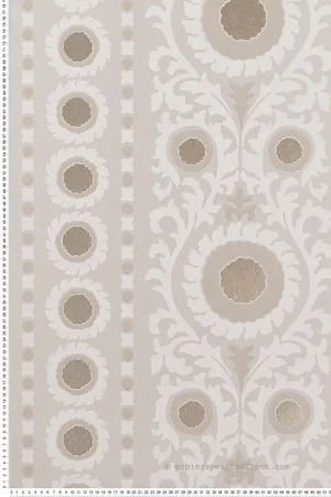 Acheter En Ligne Papier peint Médaillon Baroque Samrina grège métallisé - Byzance d‘Osborne & Little Réf. OSB-W7904-02