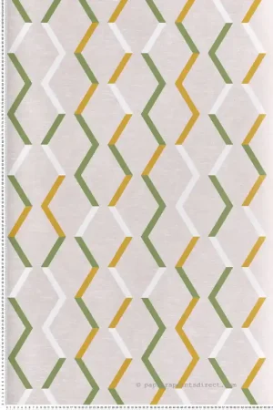 Soldes Papier peint Zigzag Graphique vert moutarde - Joy de Masureel Réf. MAS-JOY002