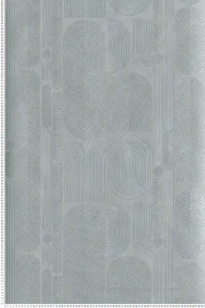 Haute Qualité Papier peint Ethnique Graphique Ovala bleu céladon métallisé - Rock de Masureel Réf. MAS-ROC205