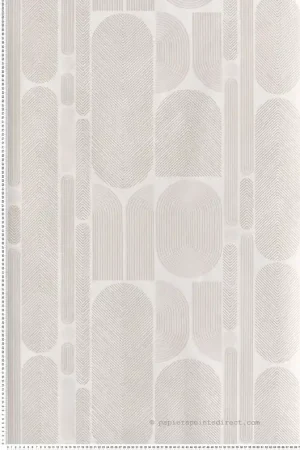 Promotion Saisonnière Papier peint Ethnique Graphique Ovala blanc cassé nacré - Rock de Masureel Réf. MAS-ROC201